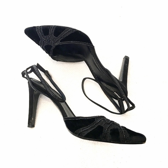 [GIORGIOARMANI]VINTAGE bedazzled ankle strap heels